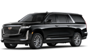 A premium black Cadillac Escalade SUV with luxury features and tinted windows.